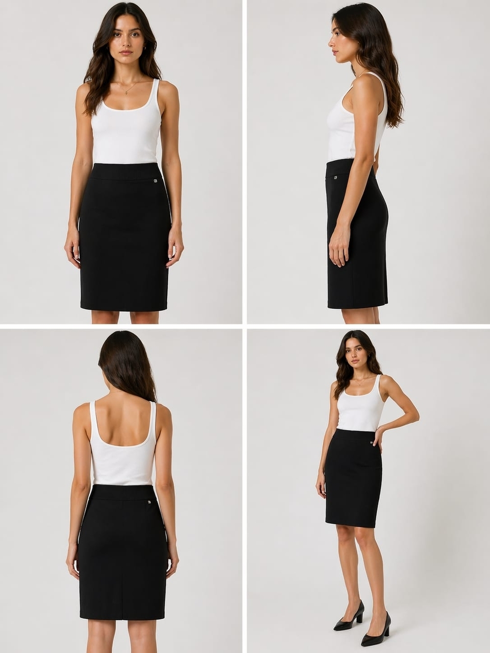 Calvin Klein Black Pencil Skirt Size L Stretch High Waist Minimalist Classic